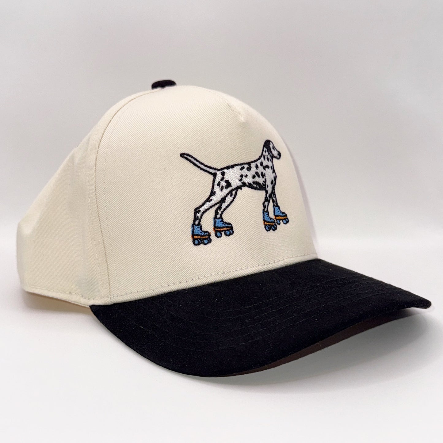 Tall Dalmation on Skates Tan & Black Baseball Cap