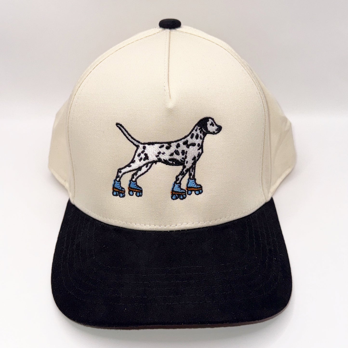 Tall Dalmation on Skates Tan & Black Baseball Cap