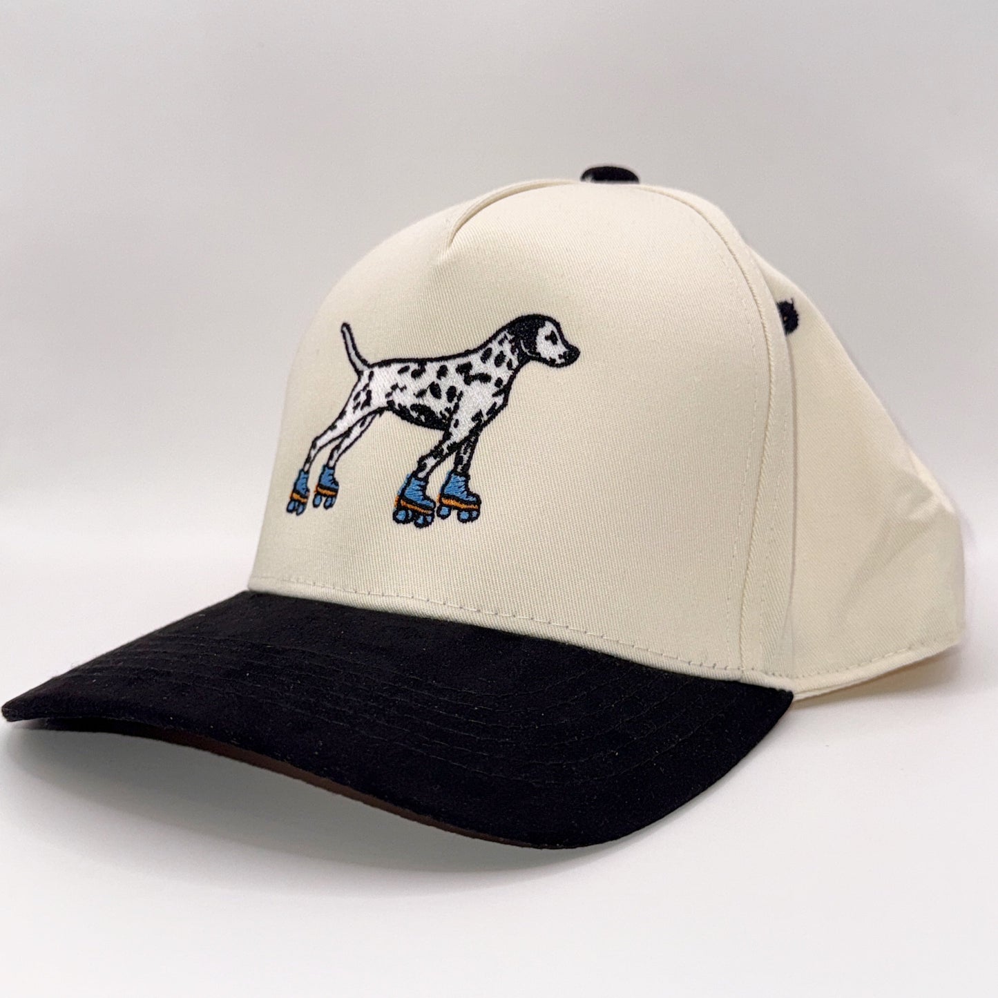 Tall Dalmation on Skates Tan & Black Baseball Cap