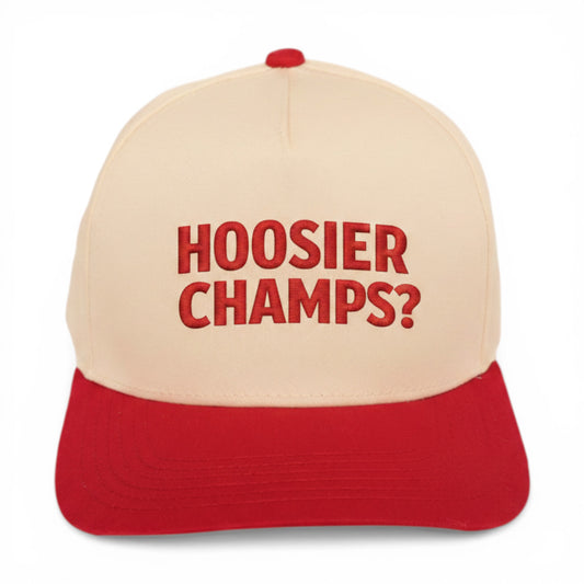 The Big Indiana Question Hat – angled right view – Mad Capper embroidered hat