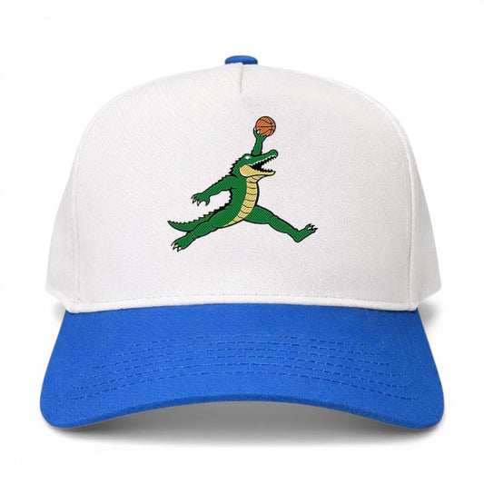 Air Gator white blue embroidered gator jumpman hat - Mad Capper