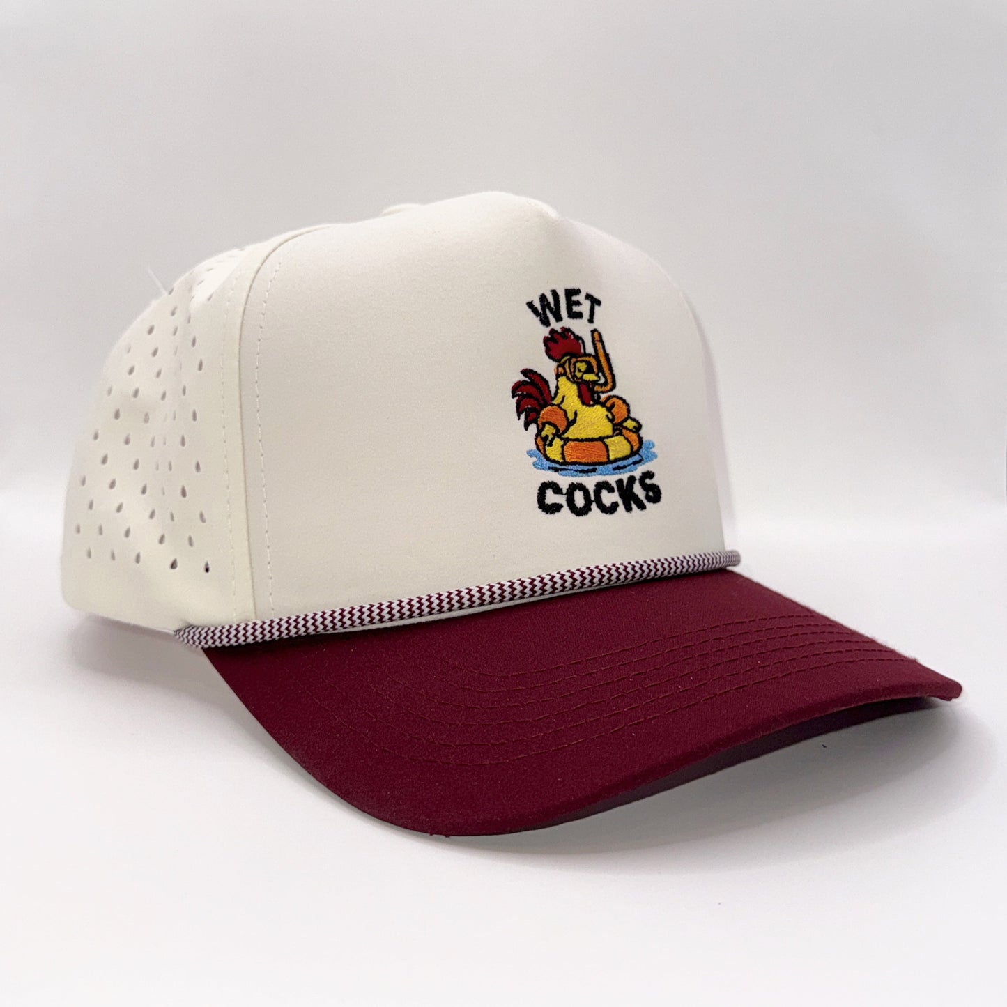 Wet Cocks Tan & Maroon Trucker Rope Cap