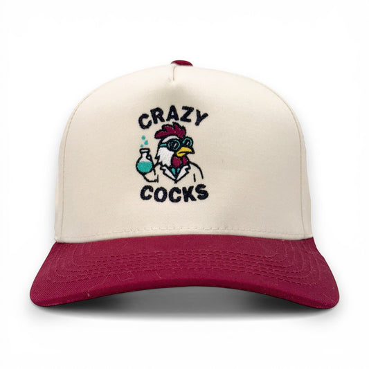 Crazy Cocks Baseball Cap – angled right view – Mad Capper embroidered hat