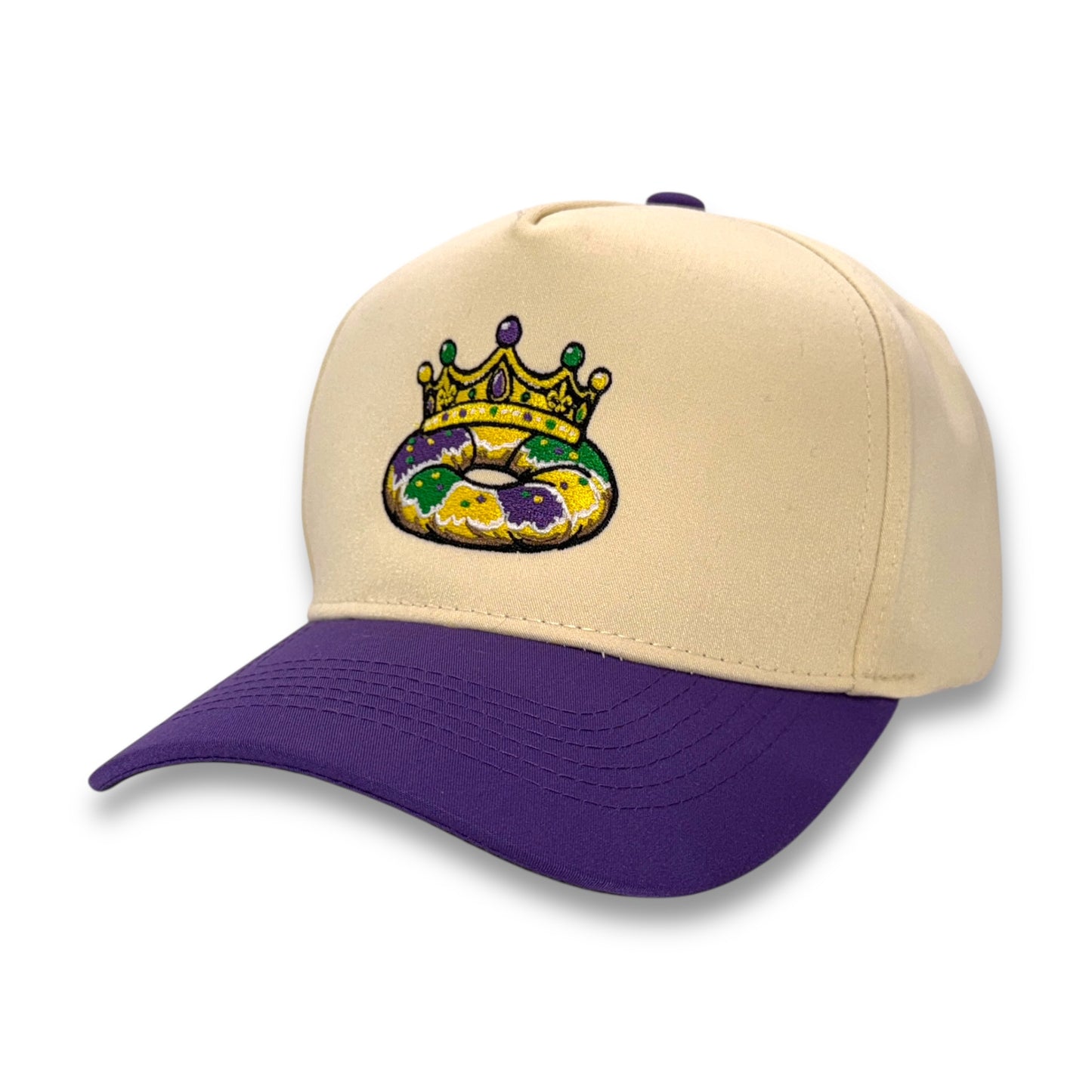 King Cake Mardi Gras hat angled side view