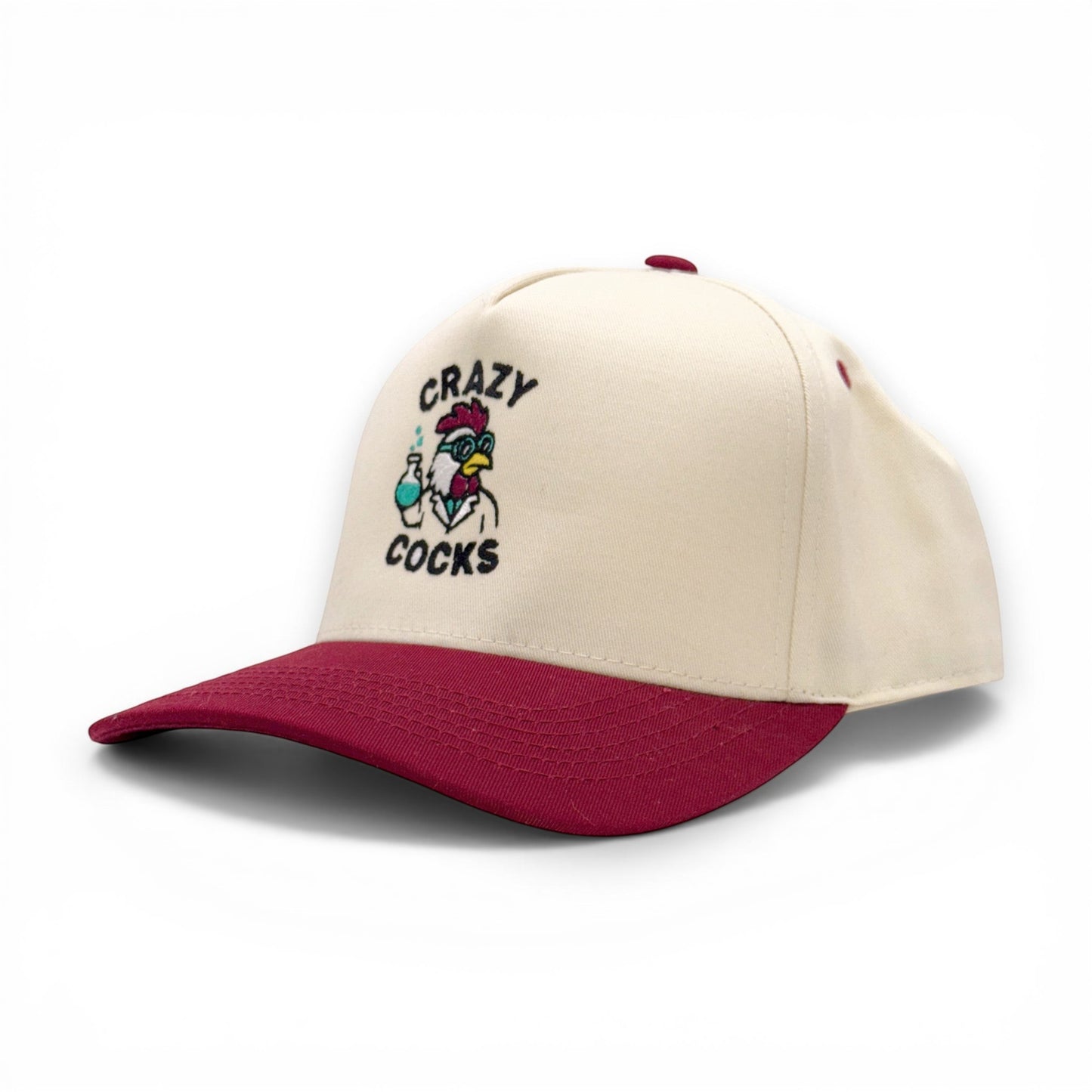 Crazy Cocks Baseball Cap – side profile – Mad Capper embroidered hat