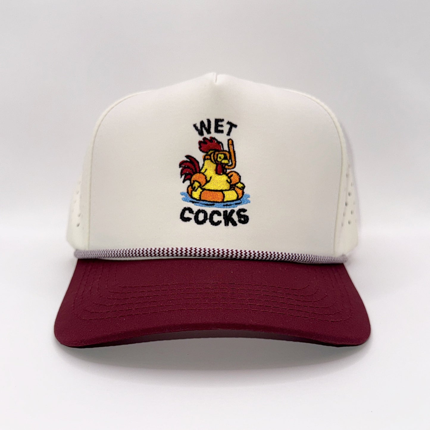 Wet Cocks Tan & Maroon Trucker Rope Cap