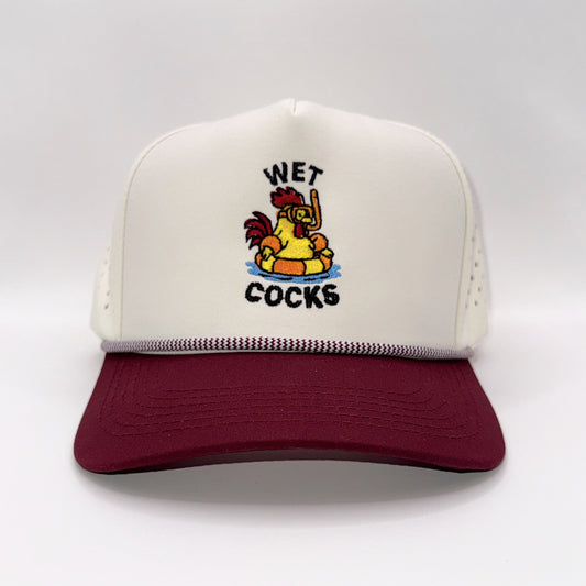Wet Cocks Tan & Maroon Trucker Rope Cap