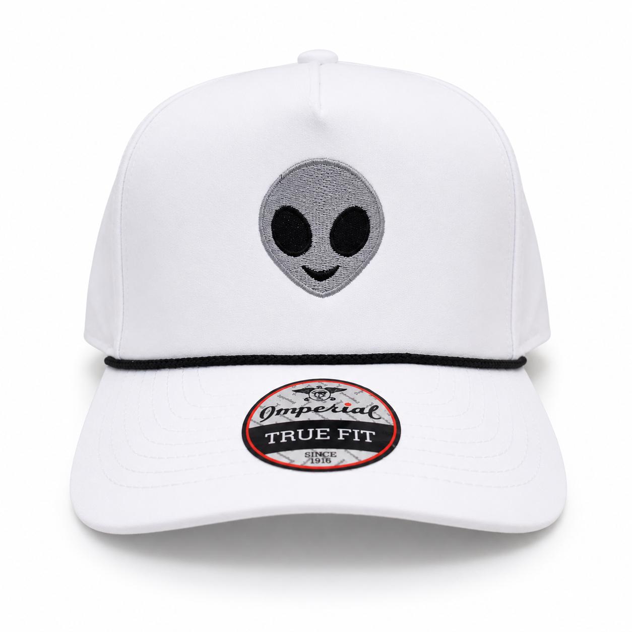 The French Alien Hat - White Imperial Black Rope - front