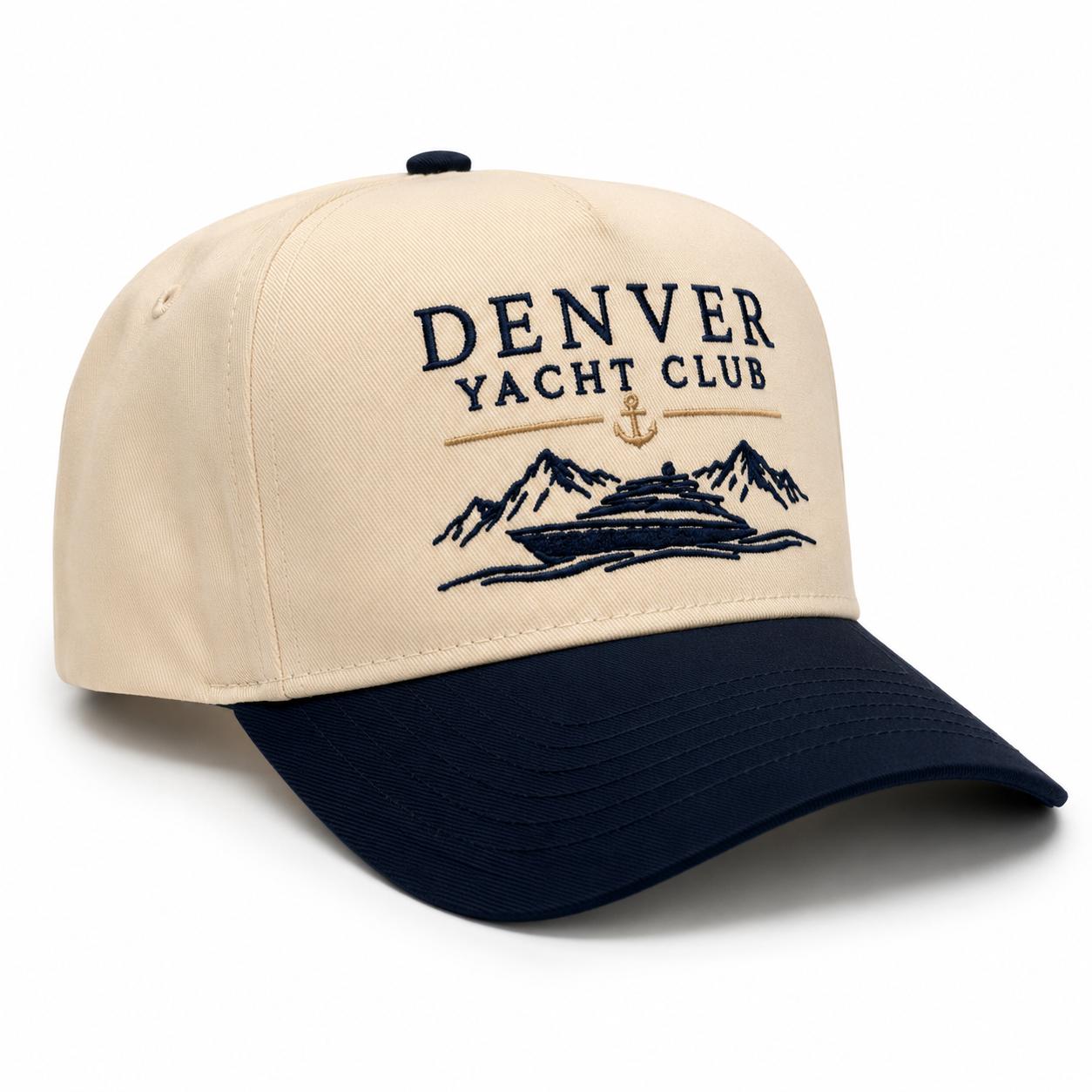 Denver Yacht Club Hat - Tan Navy Classic - side