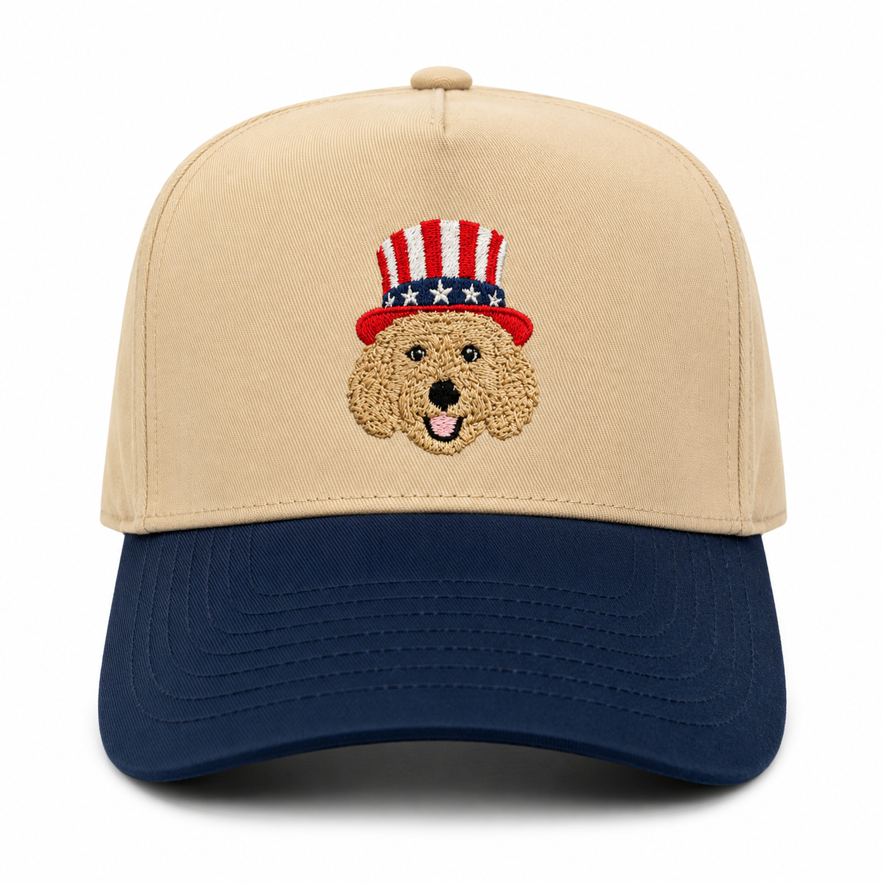 Golden Doodle Dandy Hat - Classic Tan Navy - front