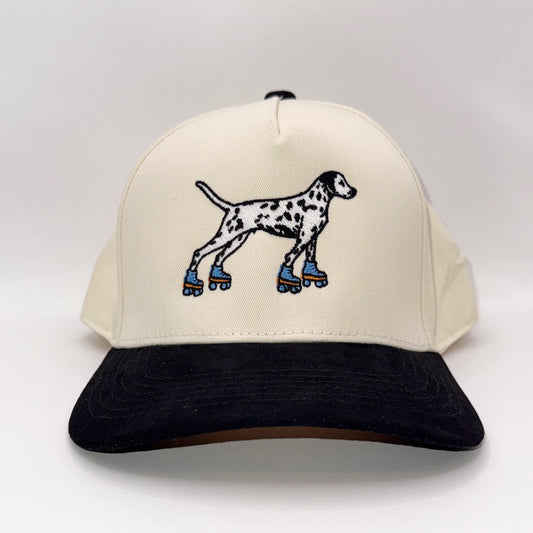 Tall Dalmation on Skates Tan & Black Baseball Cap