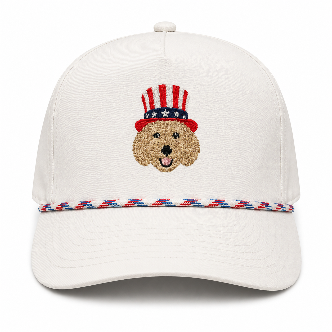 Golden Doodle Dandy Hat - Imperial Roper White RWB - front