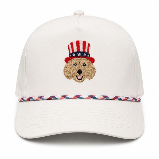 Golden Doodle Dandy Hat - Imperial Roper White RWB - front