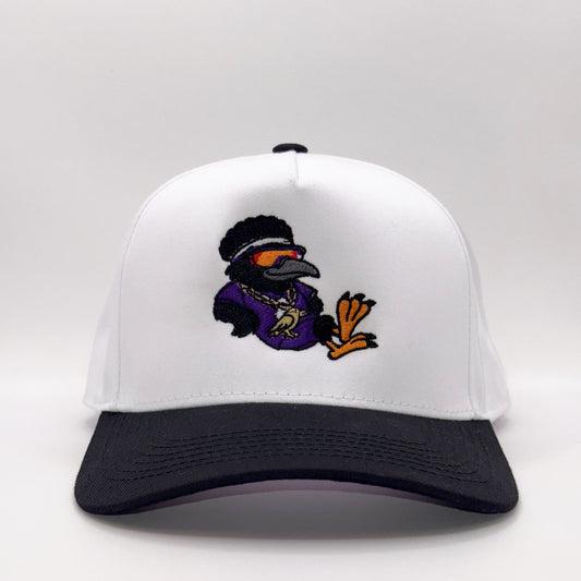 Lounging Raven White & Black Baseball Cap