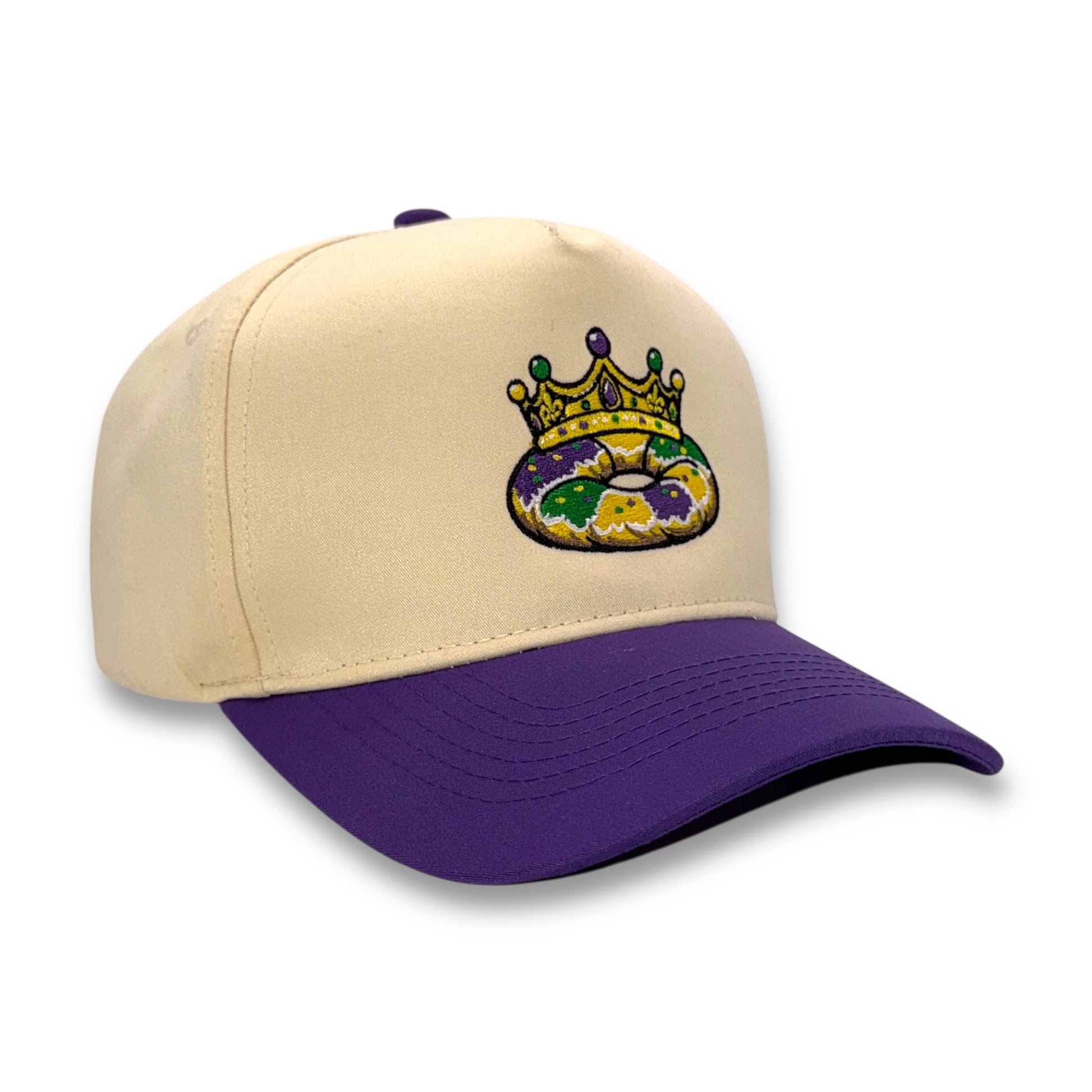 King Cake Mardi Gras hat angled side view