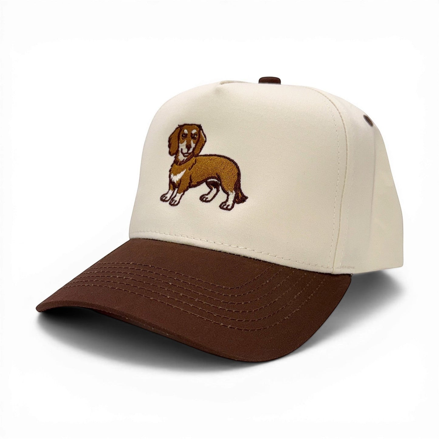 Dachshund Tan & Brown Baseball Cap – back view – Mad Capper embroidered hat