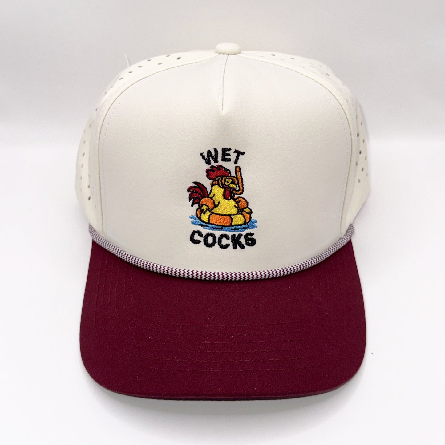 Wet Cocks Tan & Maroon Trucker Rope Cap