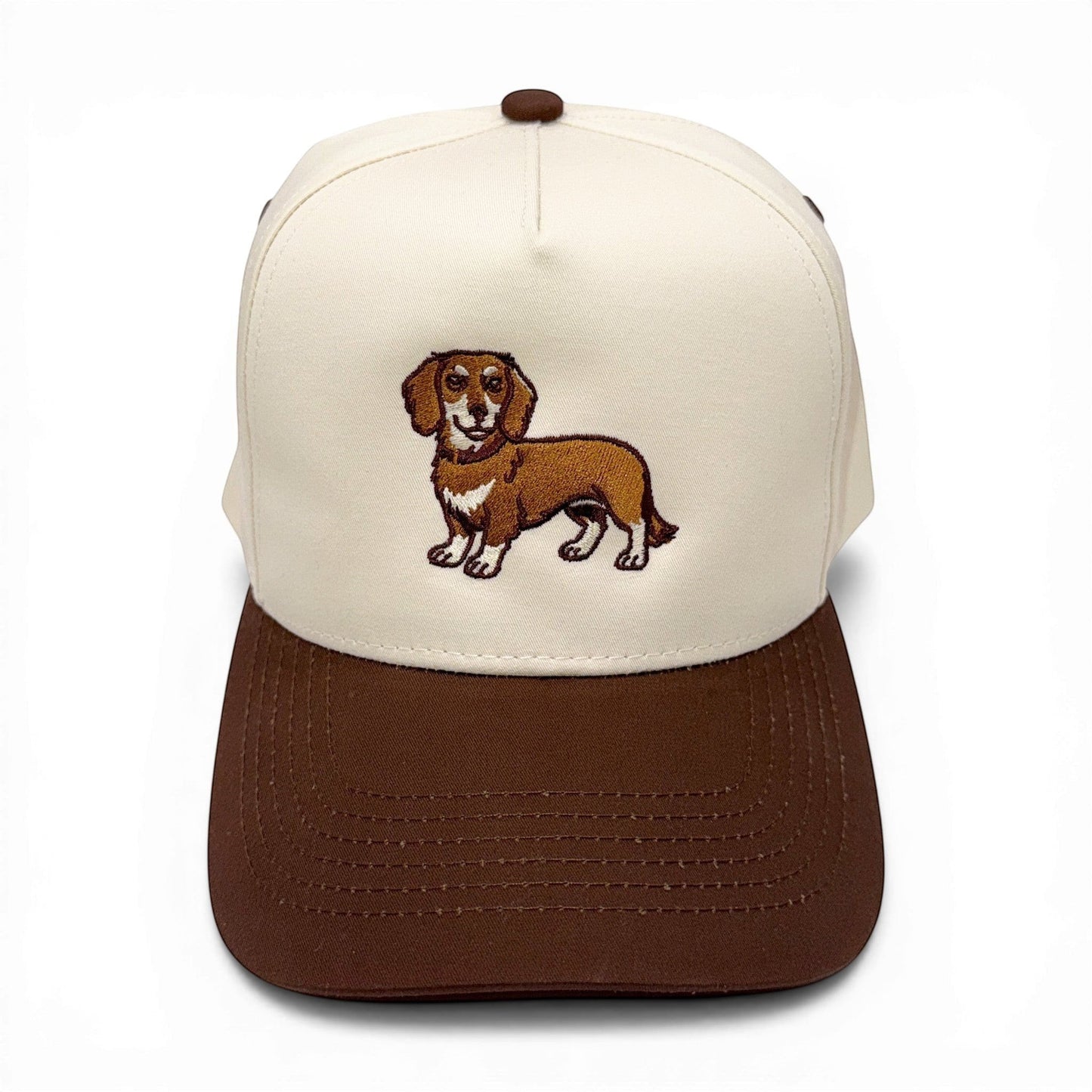 Dachshund Tan & Brown Baseball Cap – lifestyle view – Mad Capper embroidered hat