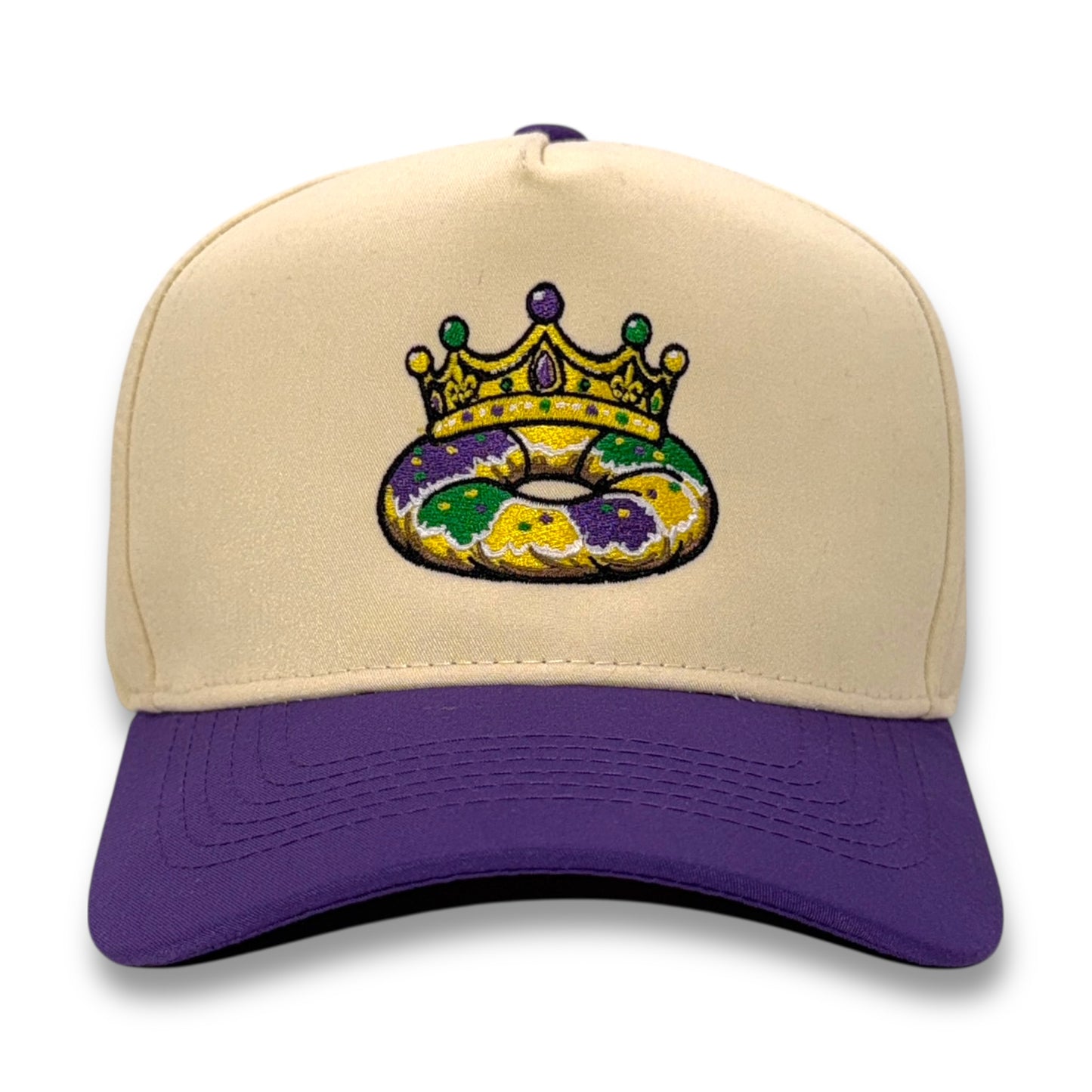 King Cake Mardi Gras embroidered hat front view