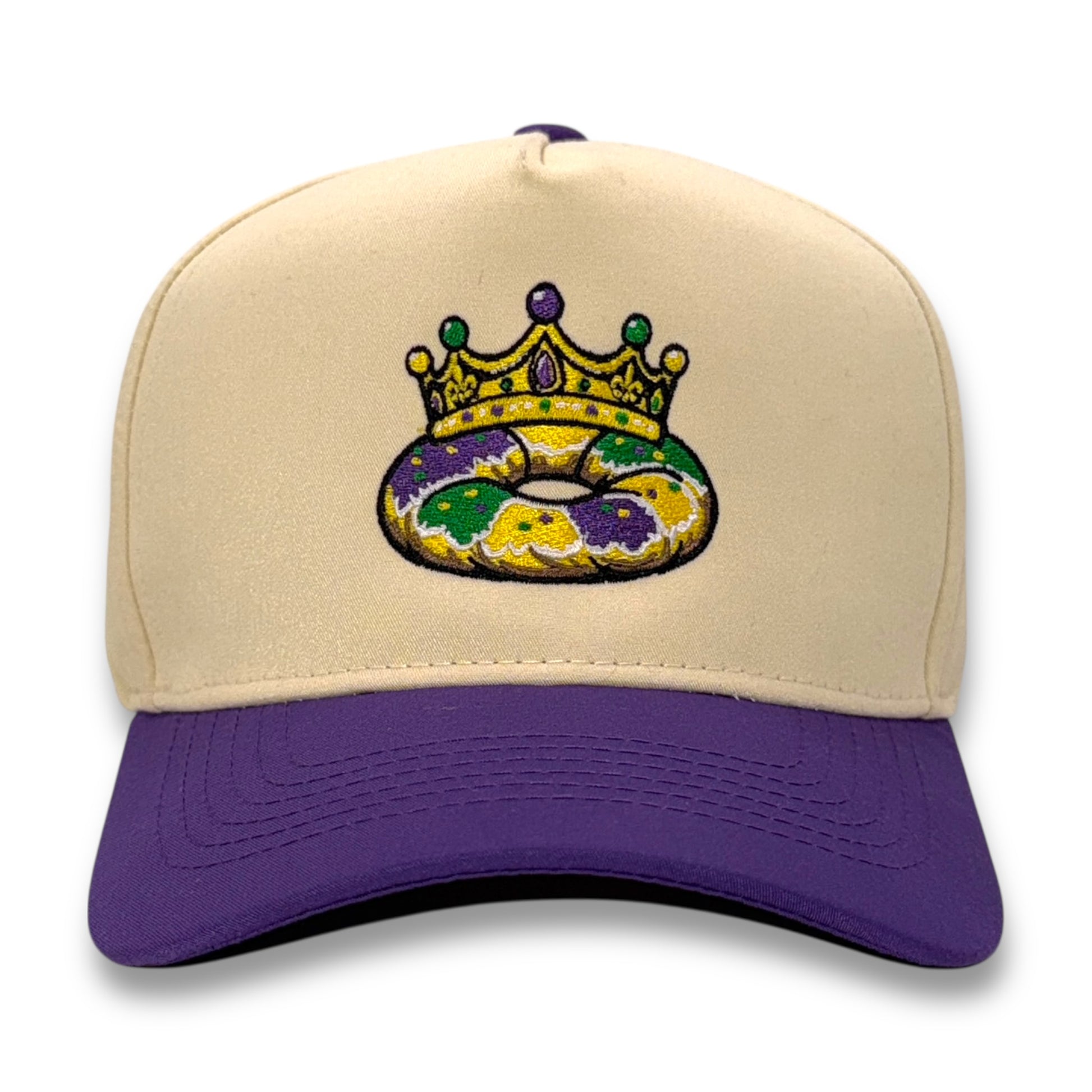 King Cake Mardi Gras embroidered hat front view