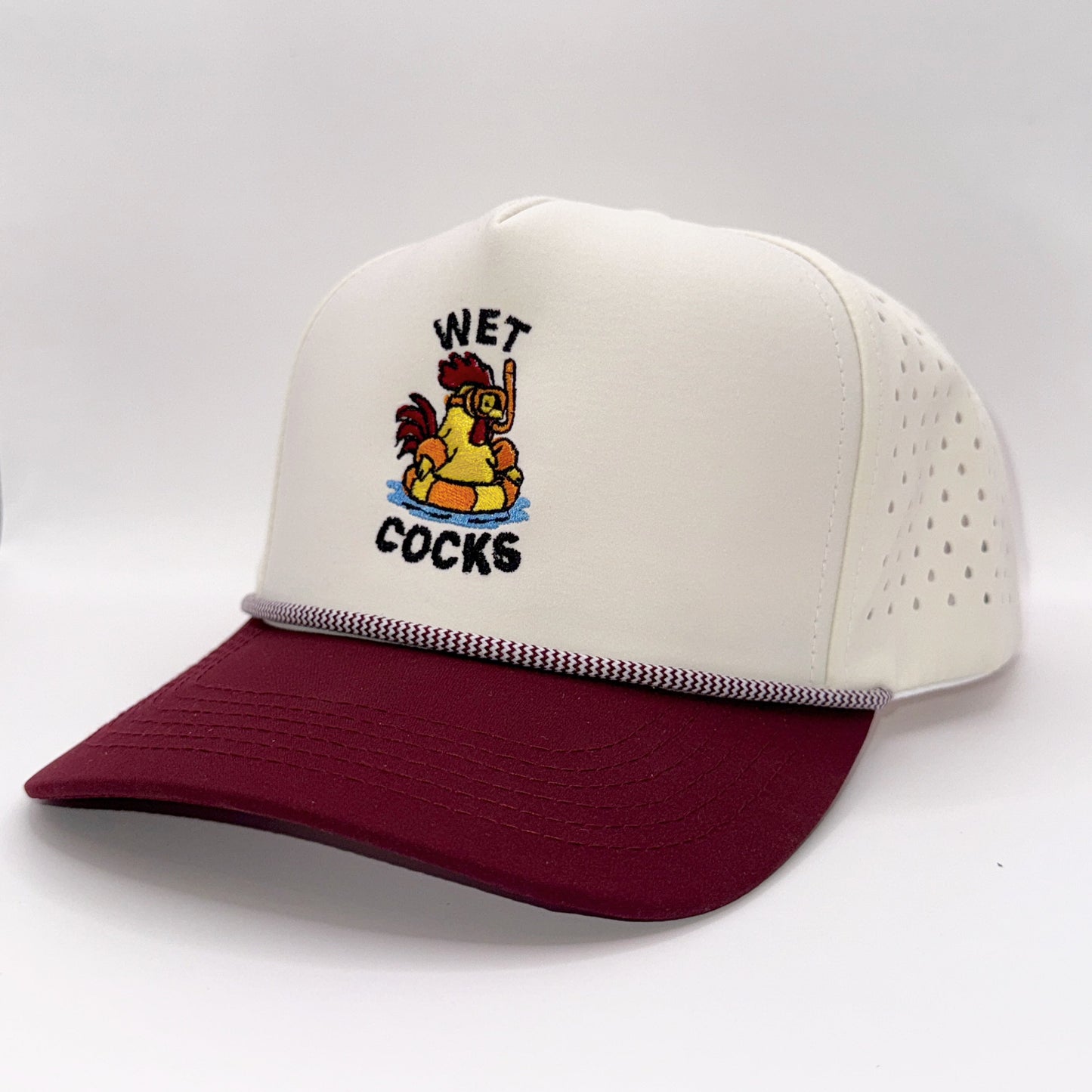 Wet Cocks Tan & Maroon Trucker Rope Cap