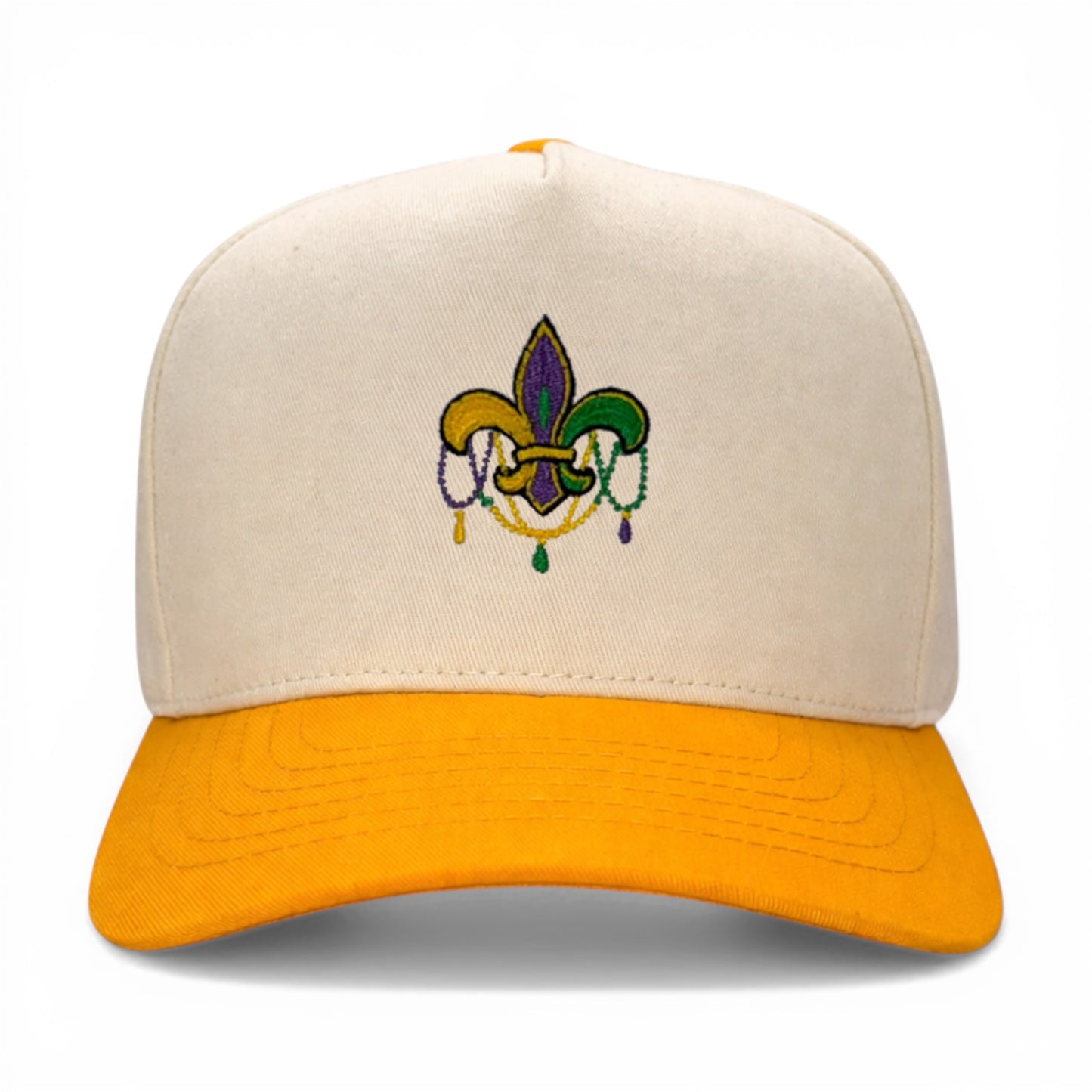 Fleur-de-Mardi Gras Hat – alternate view – Mad Capper embroidered hat