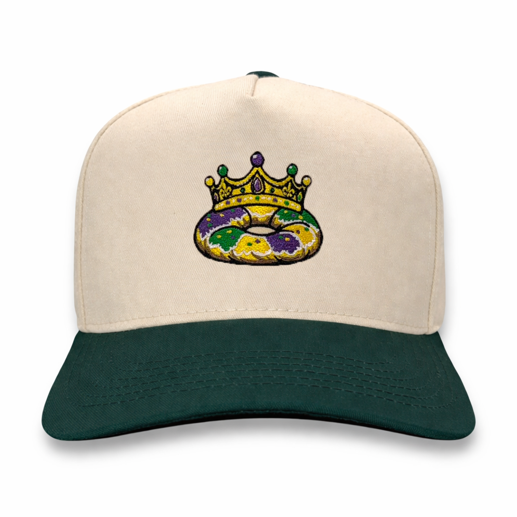 King Cake Mardi Gras Hat – side profile – Mad Capper embroidered hat