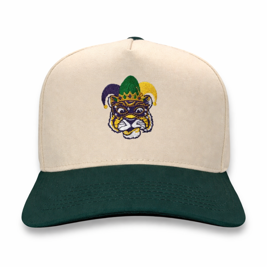Tiger Gras Retro Hat – side profile – Mad Capper embroidered hat