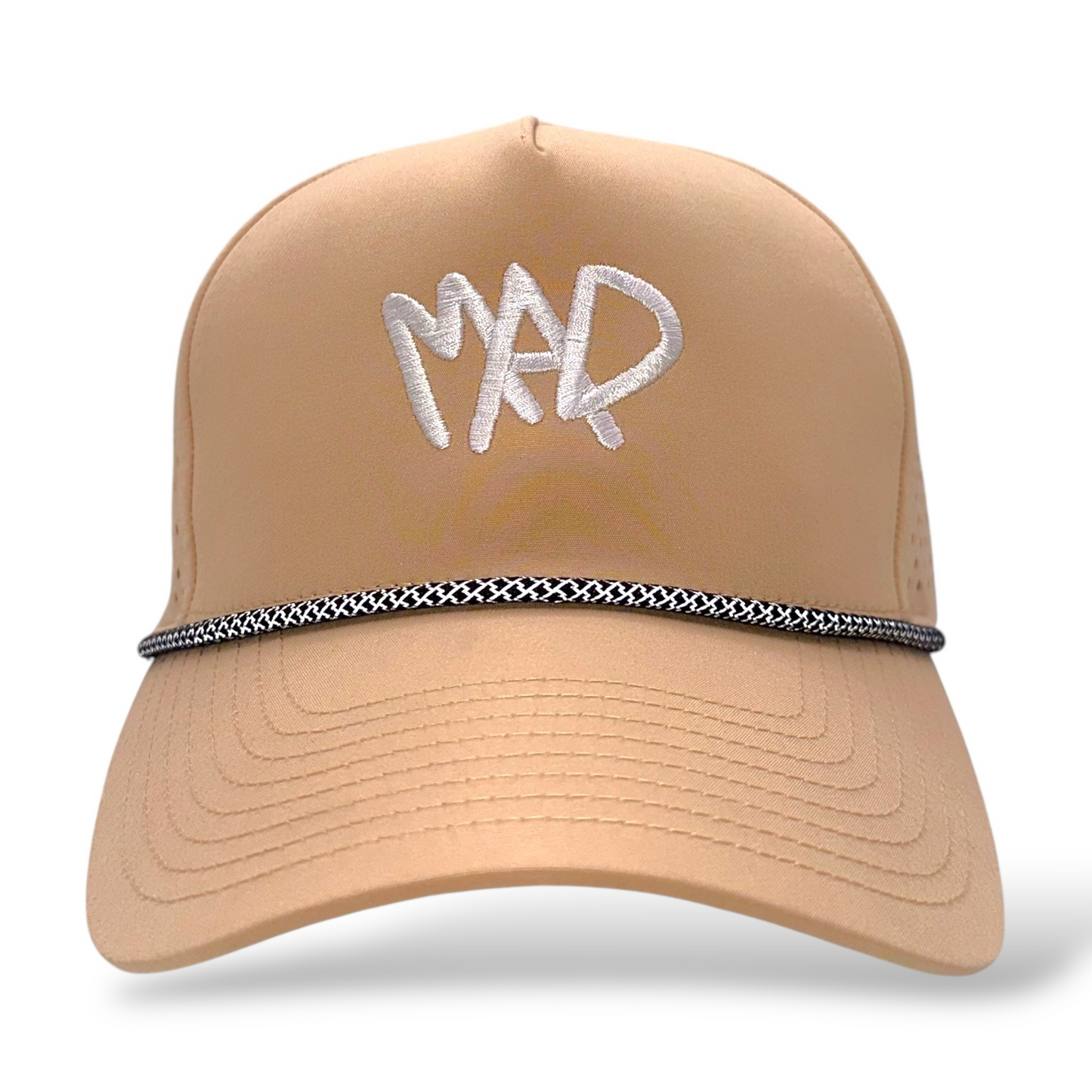 The Madcapper rope hat tan colorway - front view displaying athletic five-panel structured design