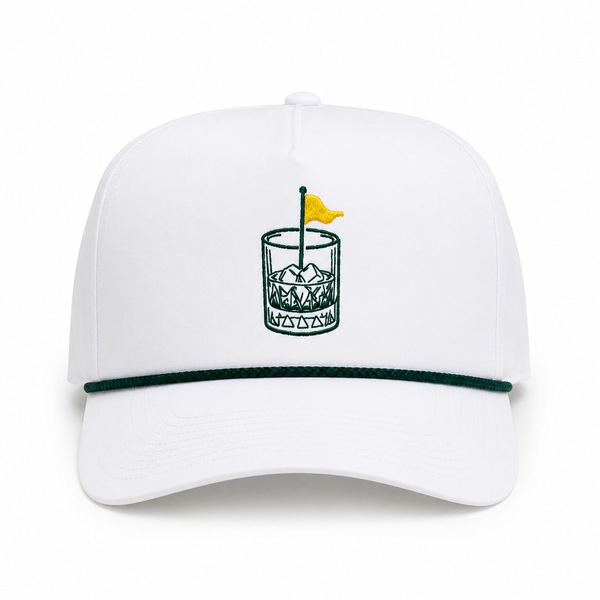 Mad Capper The 19th Drink golf hat — 19th Glass design, embroidered snapback for golfers