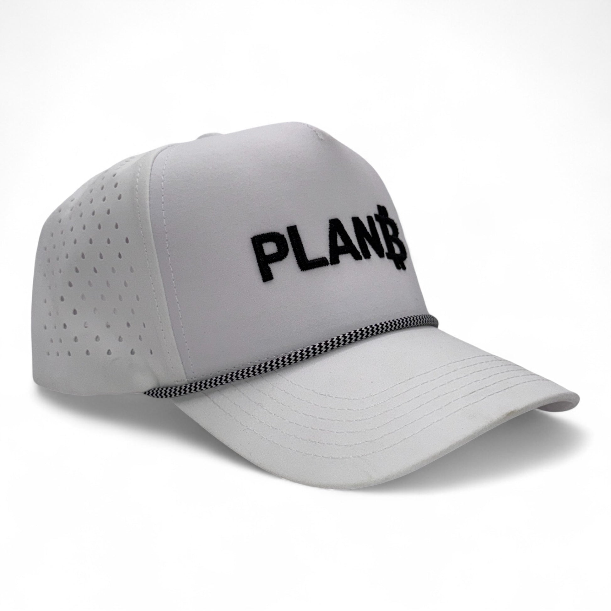 Gray cap with 'PLANB' logo on a white background
