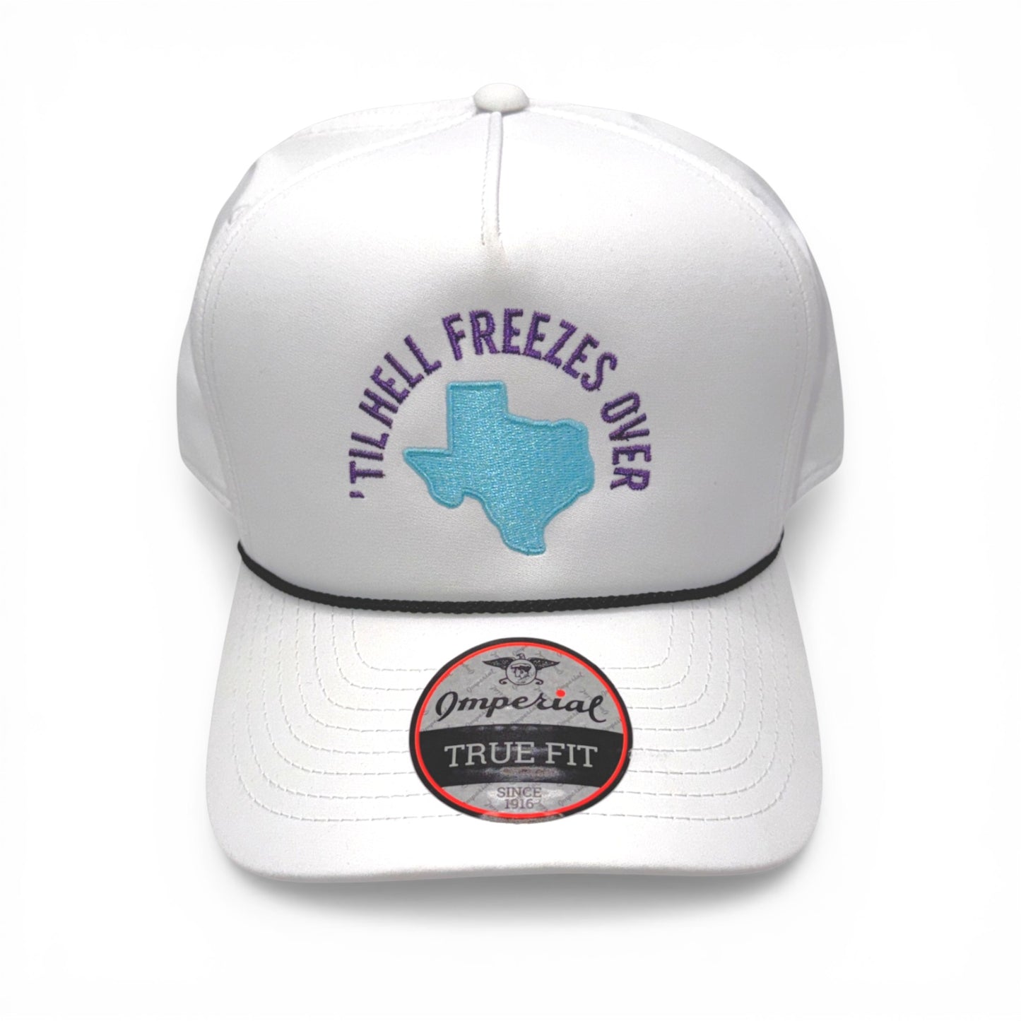 Ft. Worth Freeze Golf Hat – Embroidered Rope Cap – angled left view – Mad Capper embroidered hat