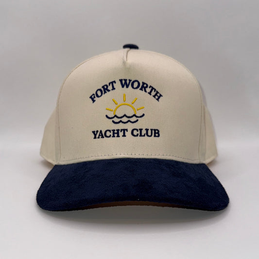 Fort Worth Yacht Club Tan & Navy Suede Baseball Cap Snapback
