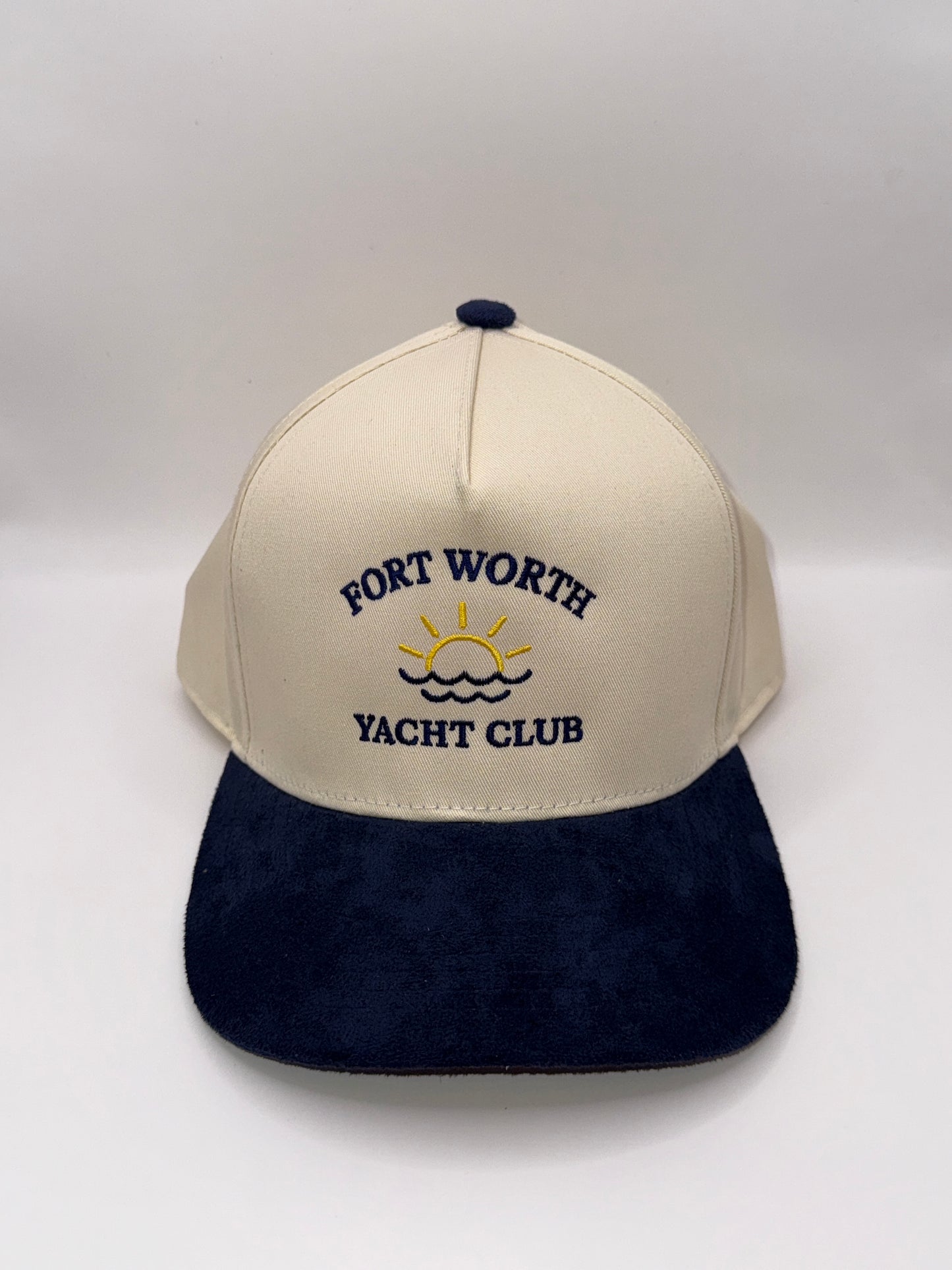 Fort Worth Yacht Club Tan & Navy Suede Baseball Cap Snapback