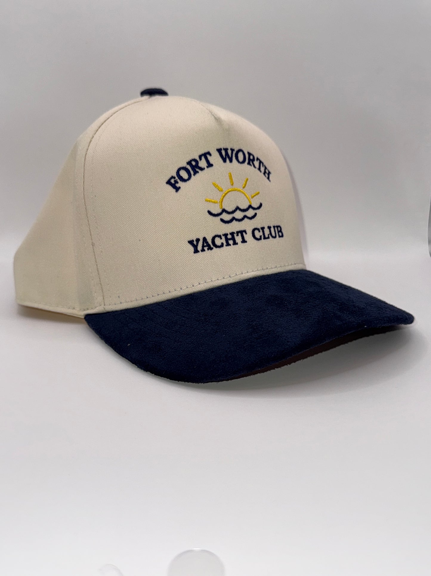 Fort Worth Yacht Club Tan & Navy Suede Baseball Cap Snapback