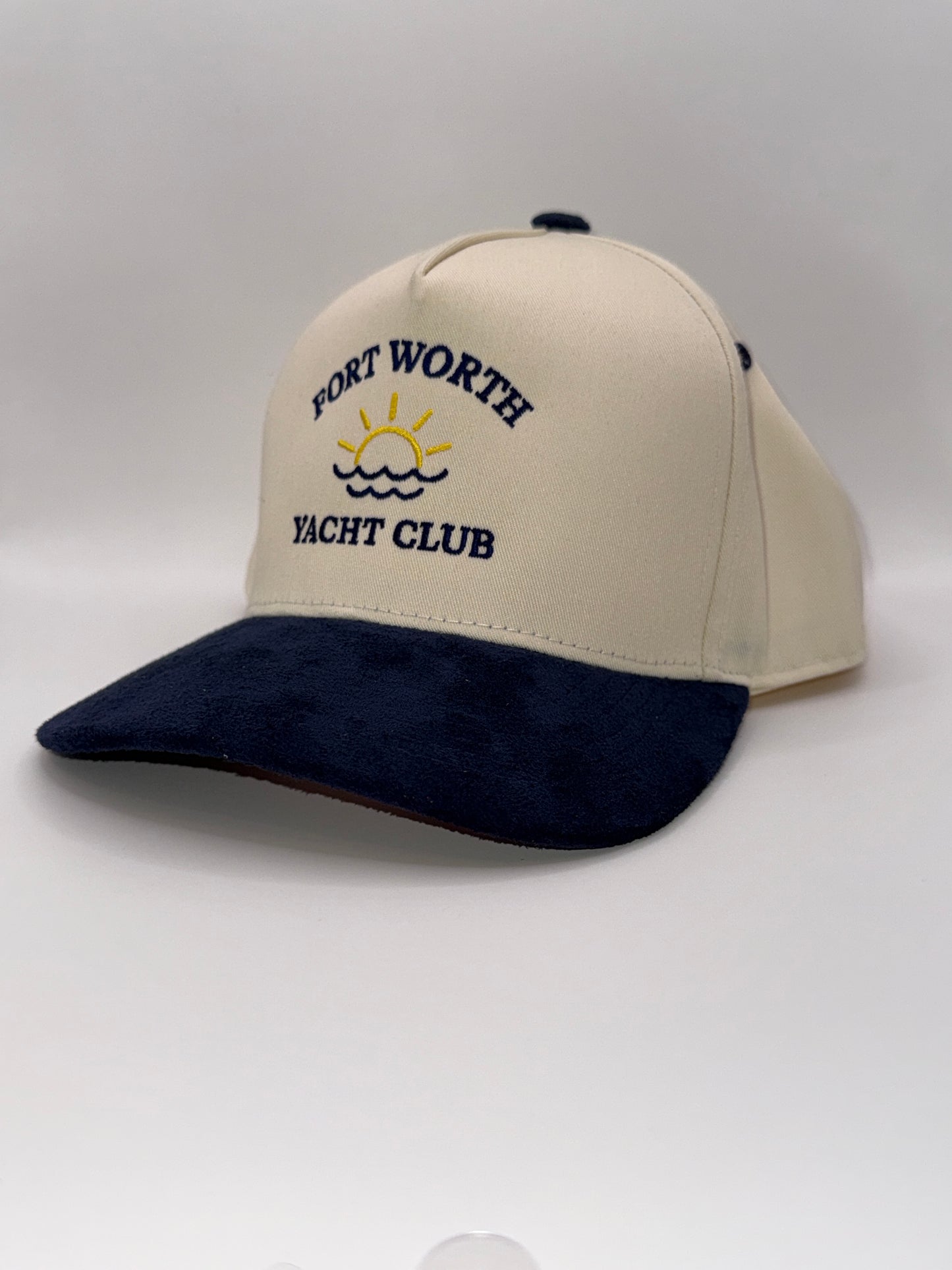 Fort Worth Yacht Club Tan & Navy Suede Baseball Cap Snapback
