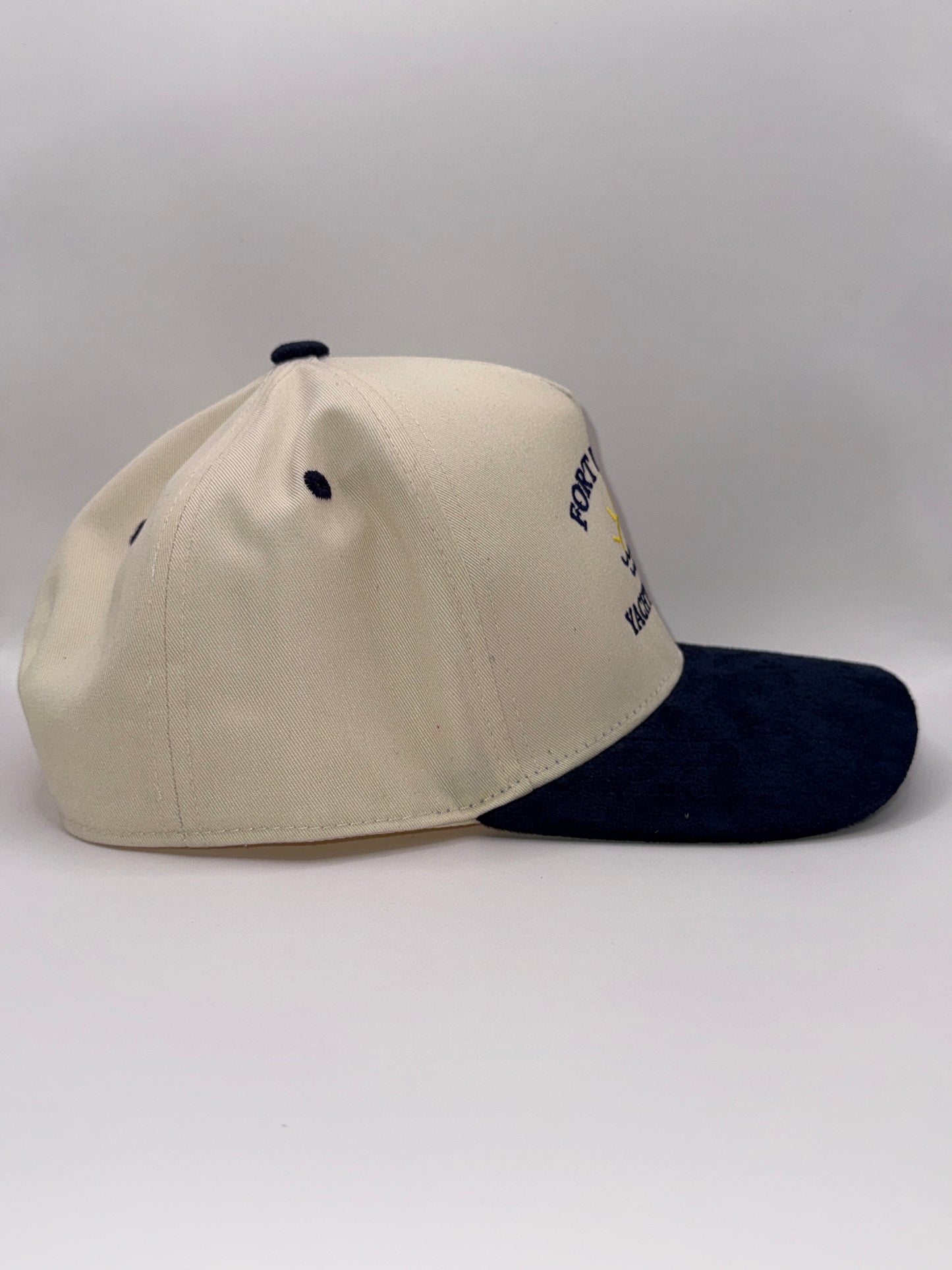 Fort Worth Yacht Club Tan & Navy Suede Baseball Cap Snapback