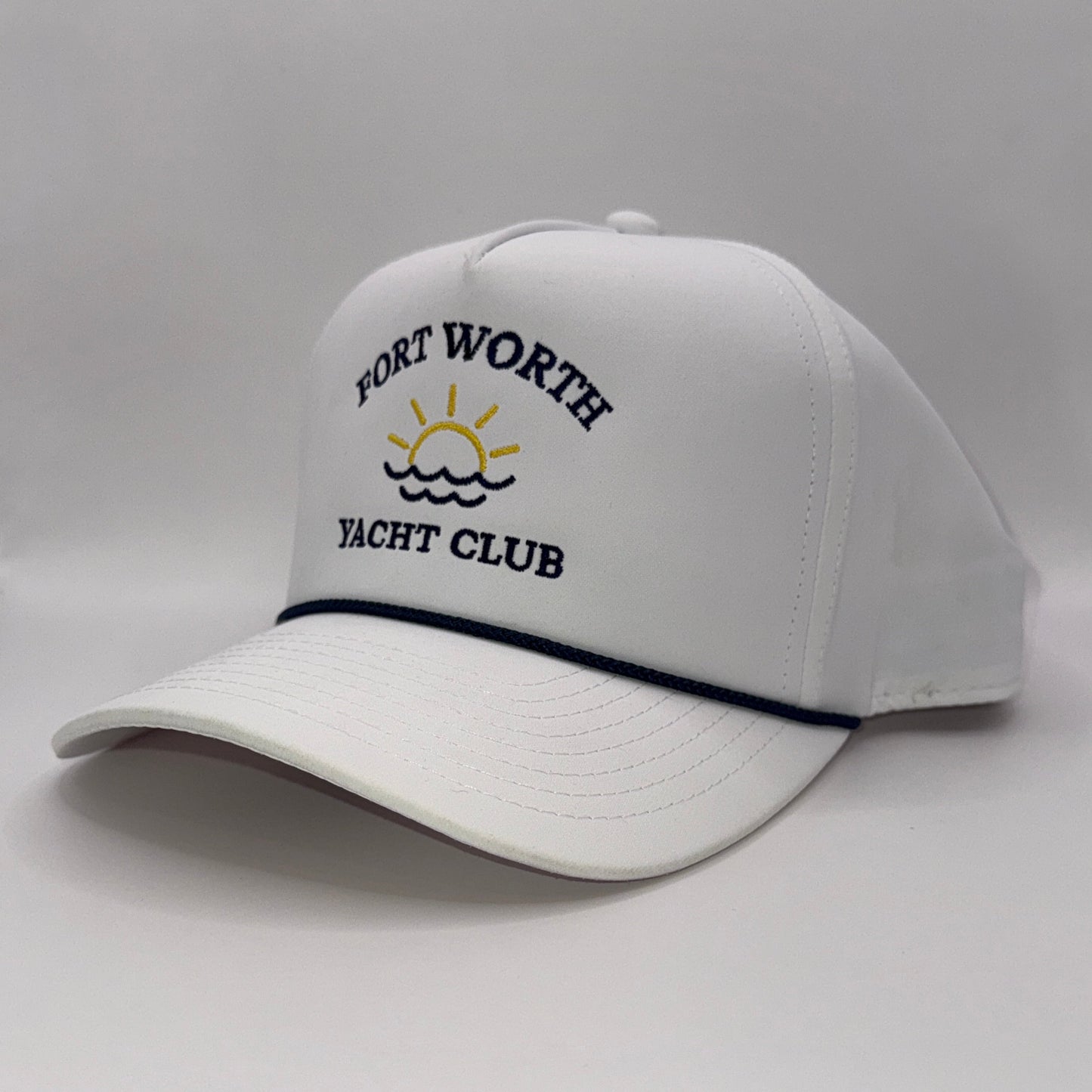 Fort Worth Yacht Club White with Navy Rope Imperial Cap