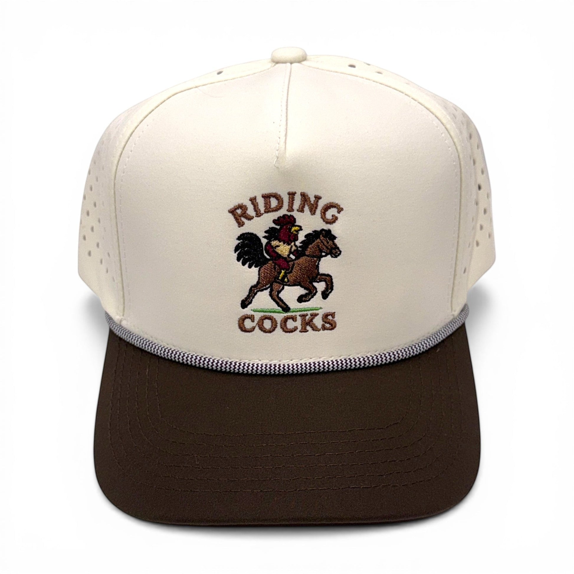 Riding Cocks Roper Cap – side profile – Mad Capper embroidered hat