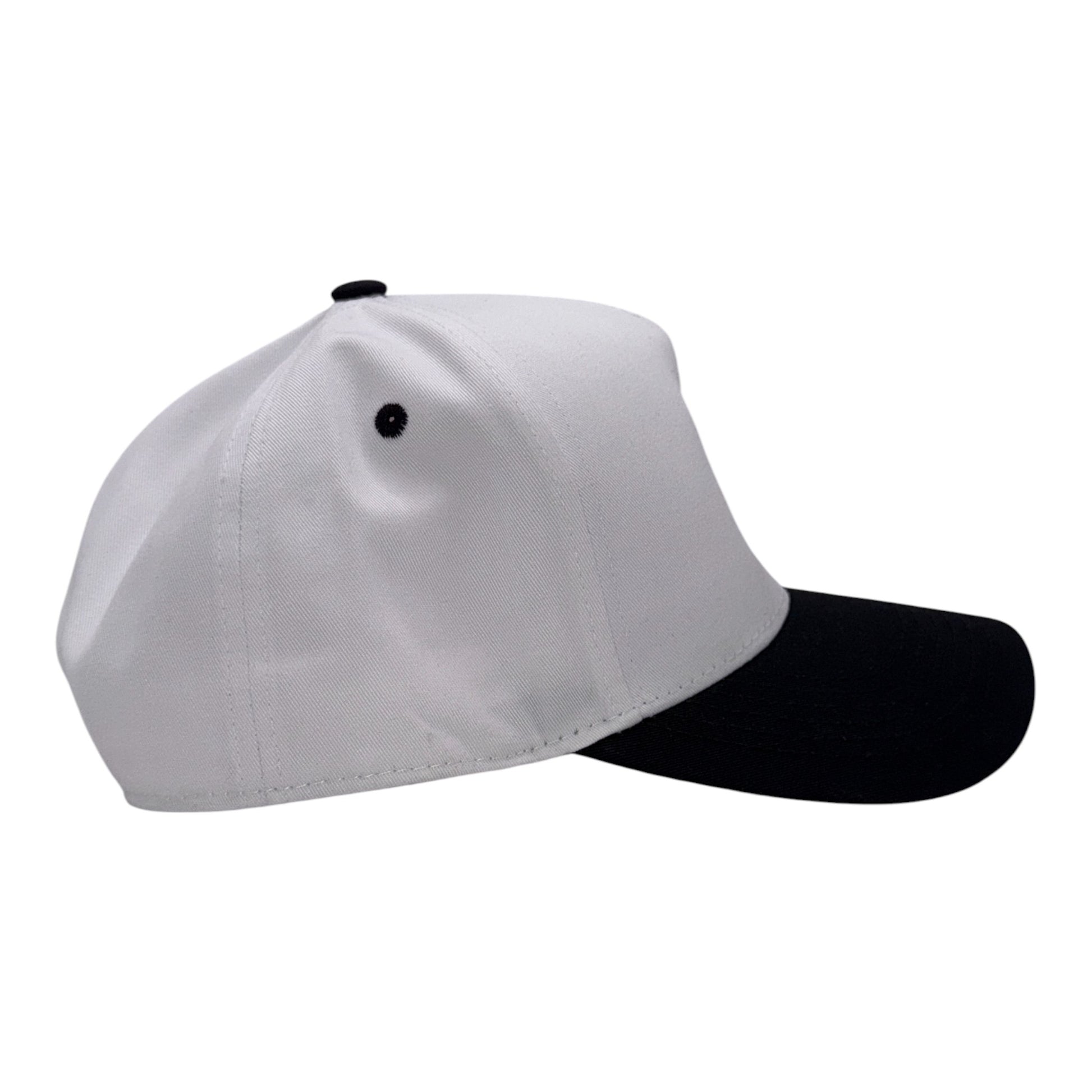Bitcoin country club white and black baseball cap snapback side profile