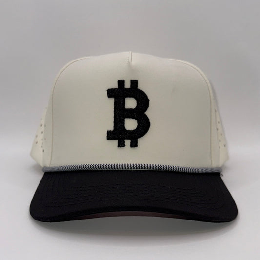Bitcoin 3D Tan & Black Rope Cap