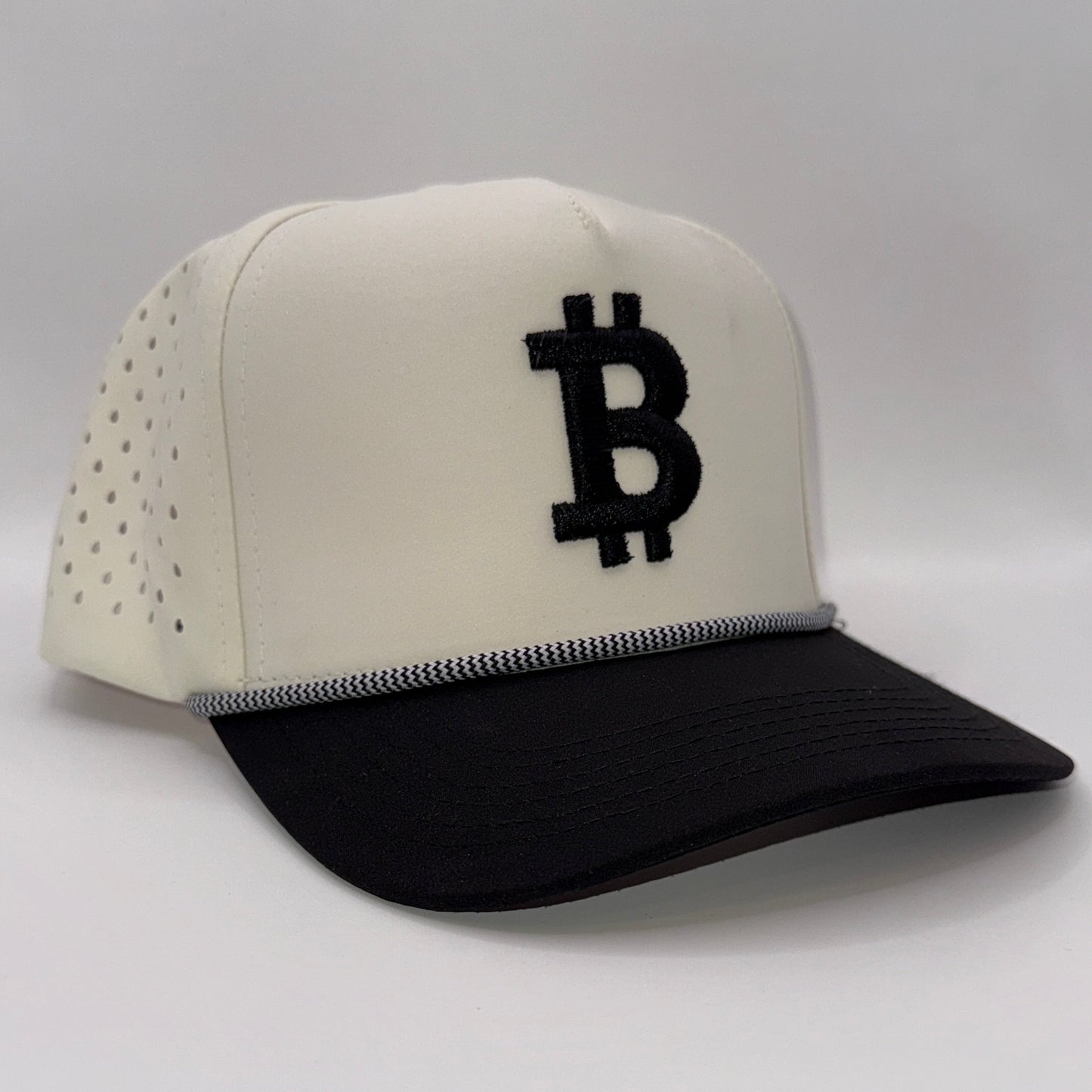 Bitcoin 3D Tan & Black Rope Cap