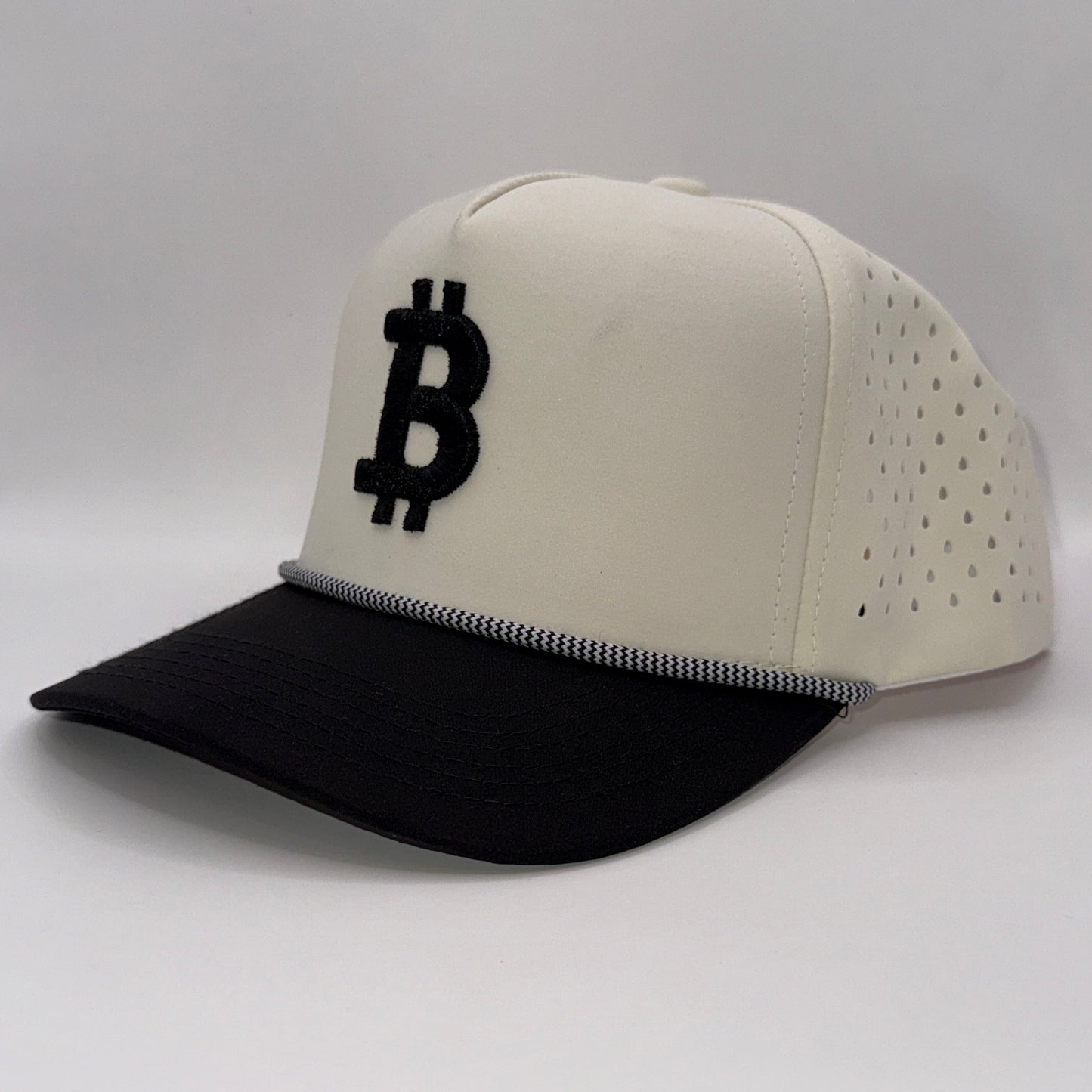 Bitcoin 3D Tan & Black Rope Cap