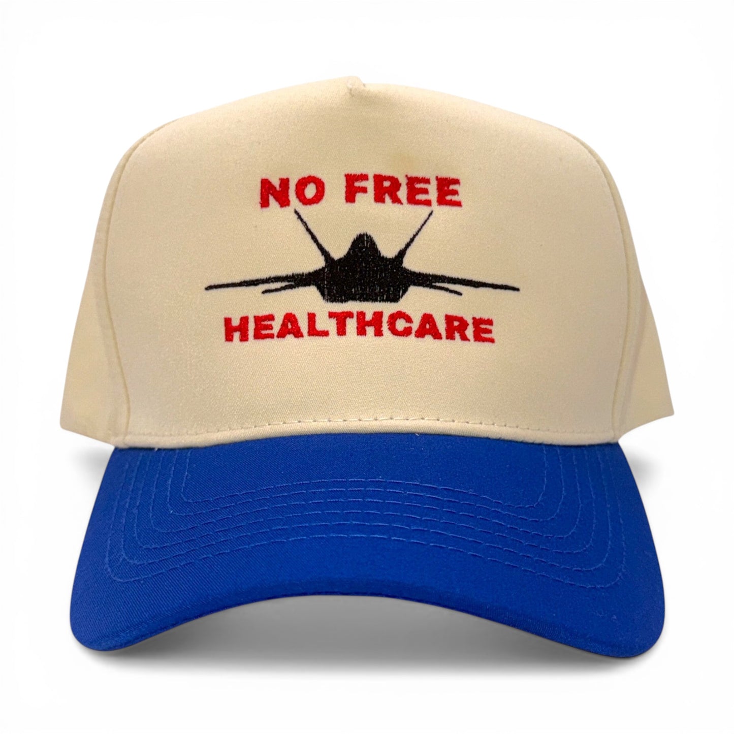 No Free Healthcare Hat – front view – Mad Capper embroidered hat