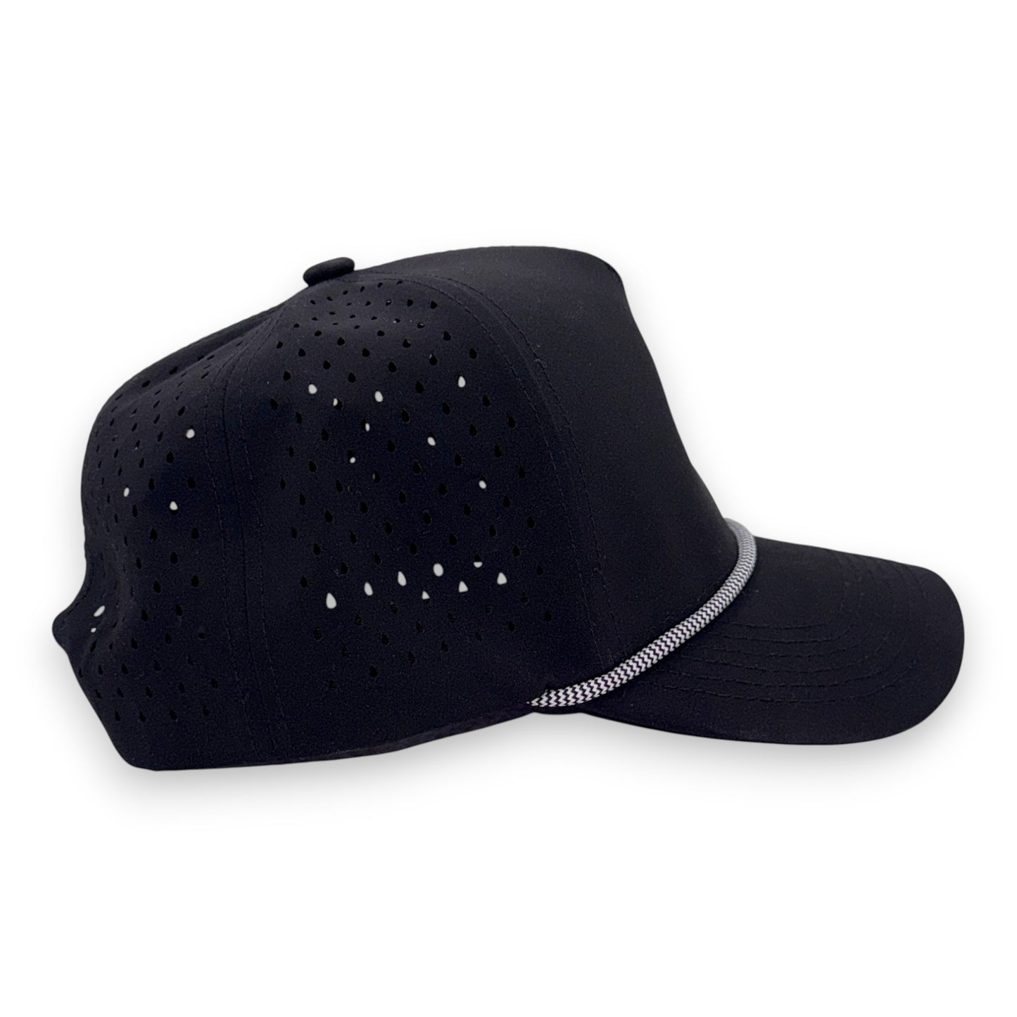 Black Lone Star Astronaut performance hat - side profile showing perforated breathable design