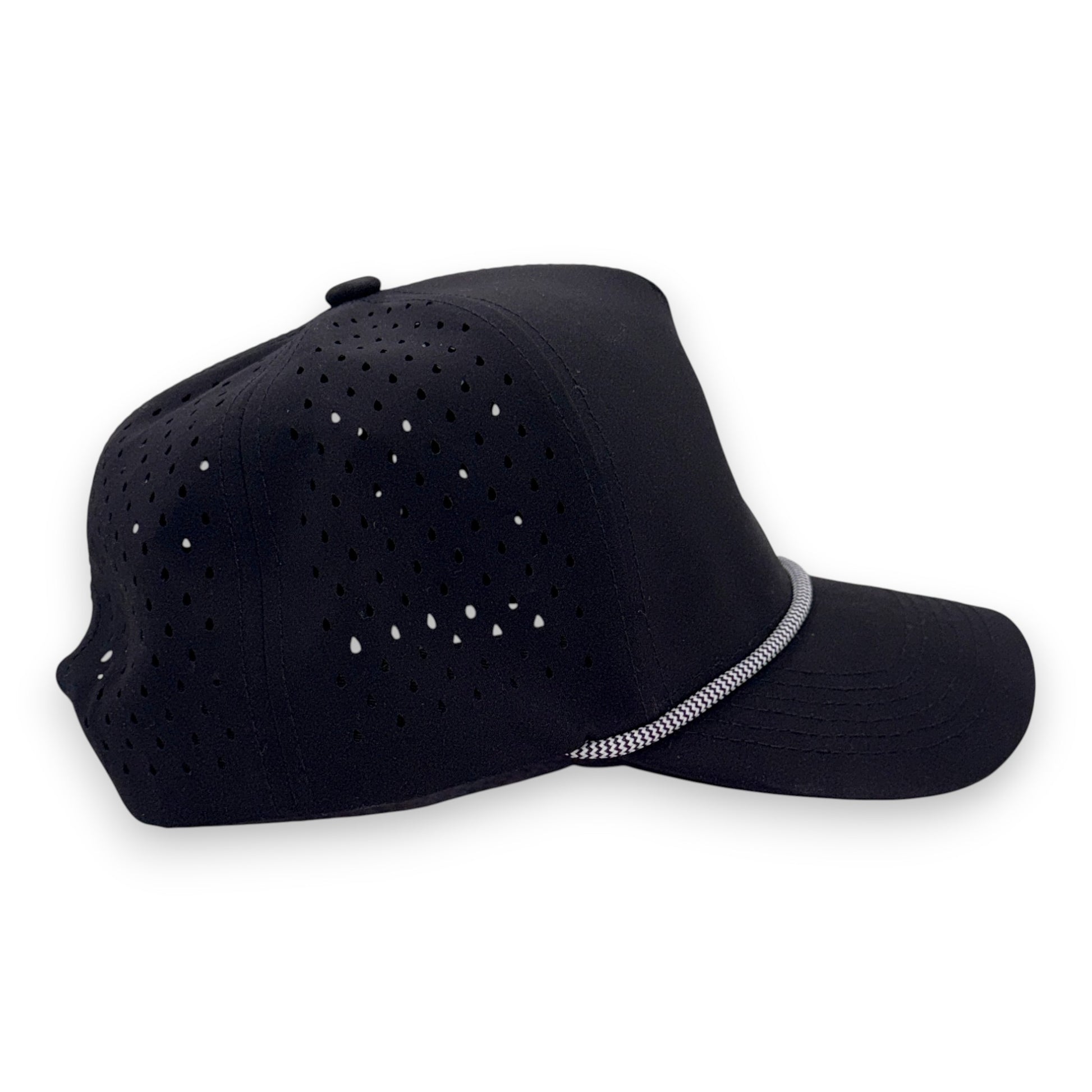 Black Lone Star Astronaut performance hat - side profile showing perforated breathable design