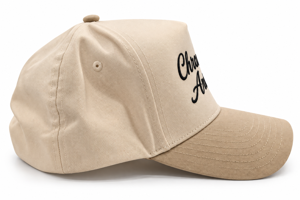 Natural and Khaki Chronically Annoyed Classic hat, angled view