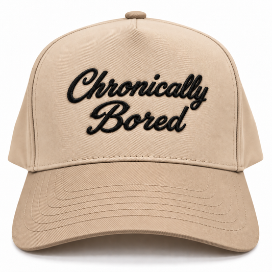 Mad Capper Chronically Bored embroidered hat in Natural and Khaki, front view