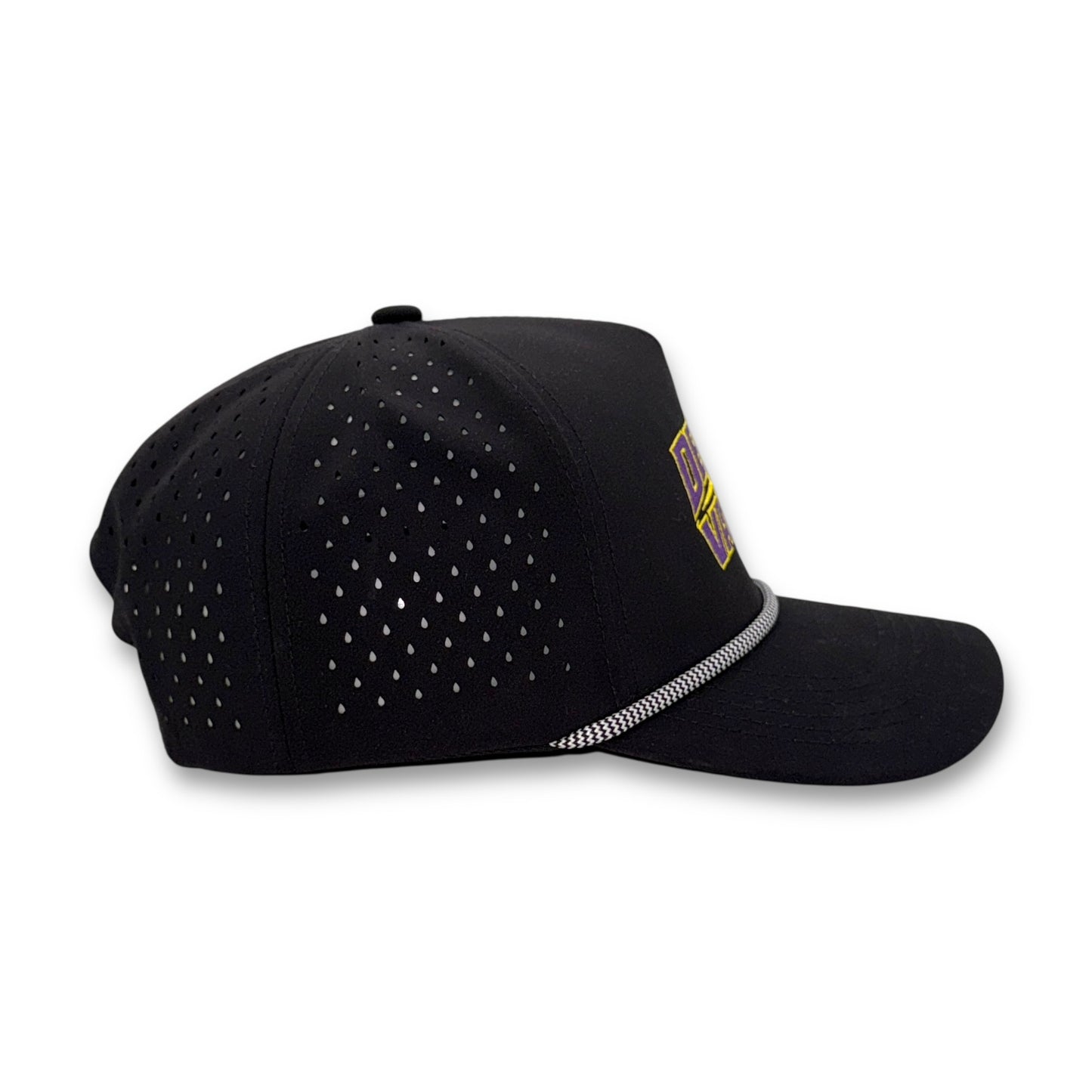 Back and side view of Death Valley performance hat showing breathable mesh panel
