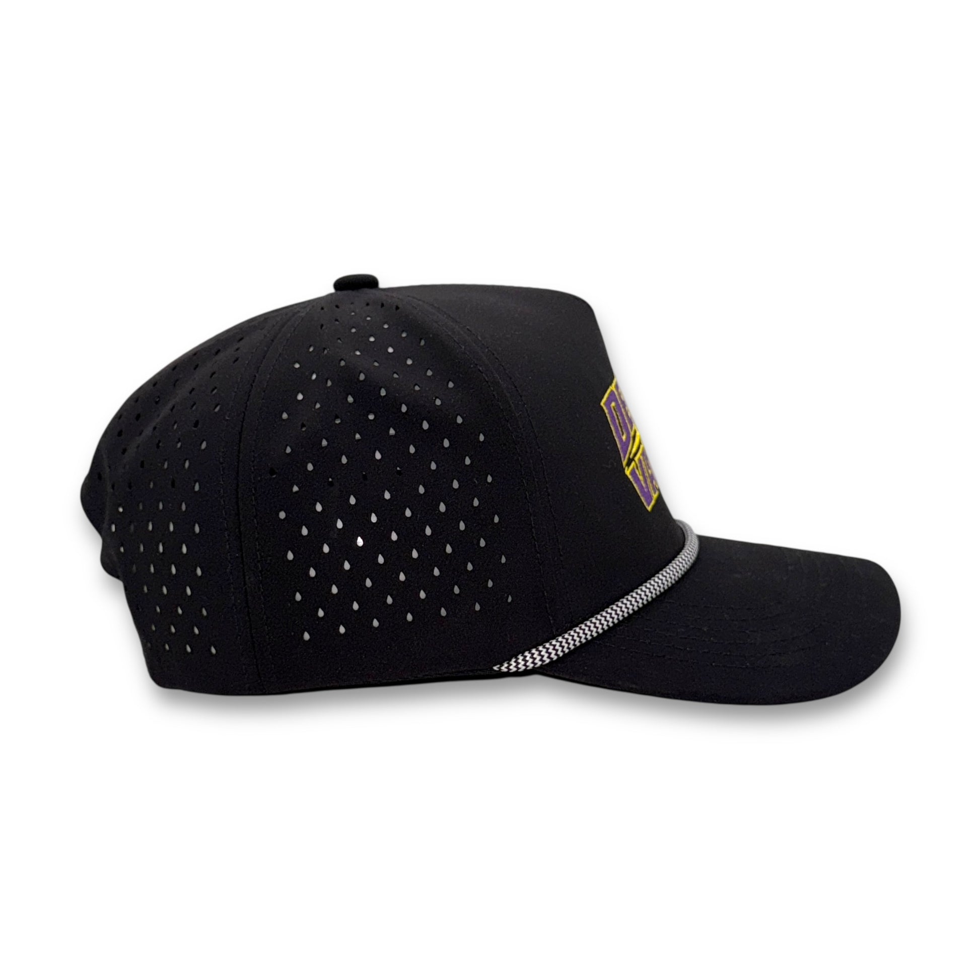Back and side view of Death Valley performance hat showing breathable mesh panel
